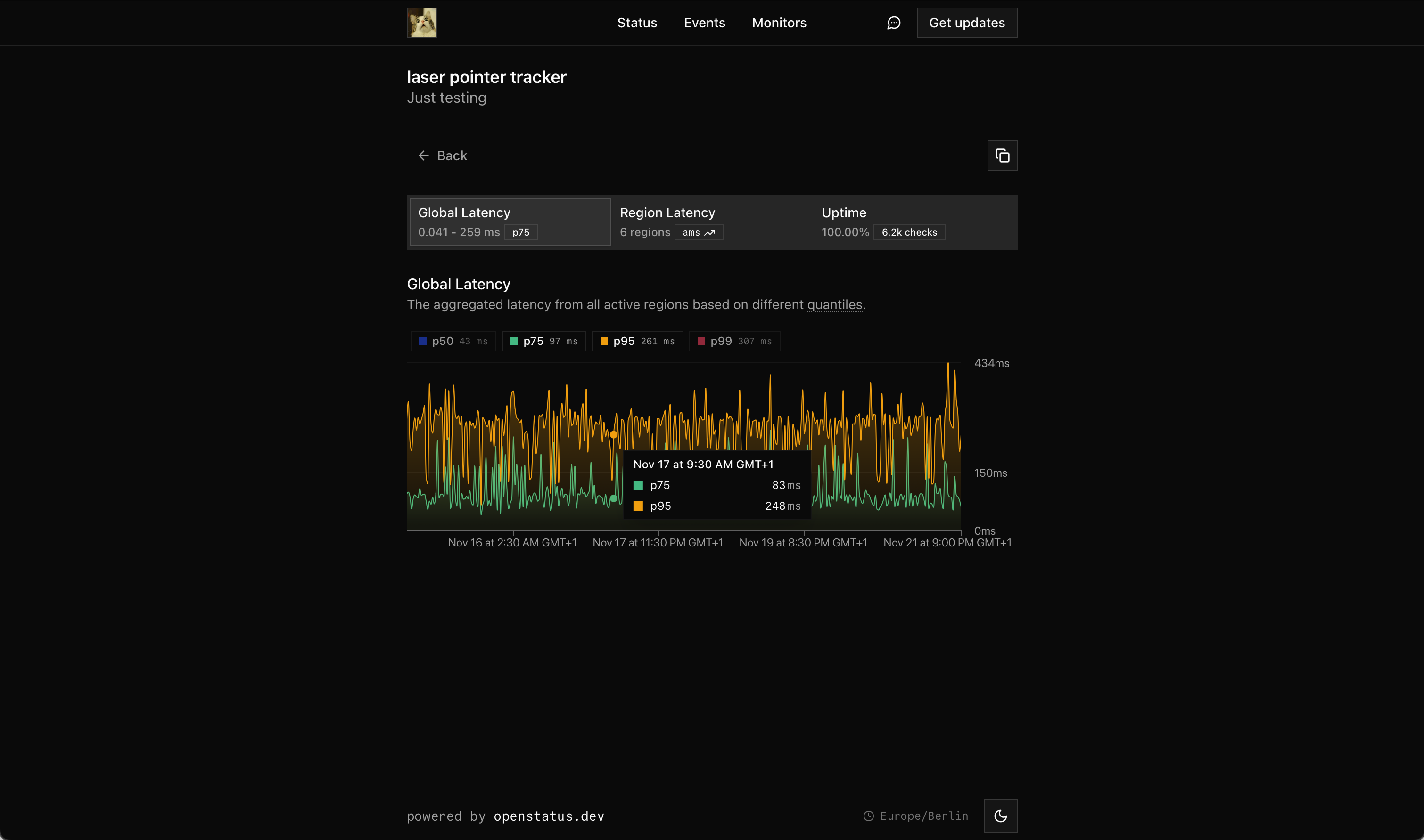 status page monitor details